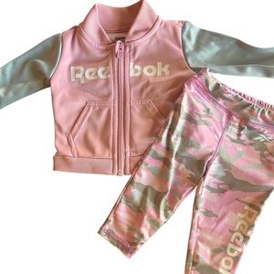Reebok Pink and Green Kids Tracksuit